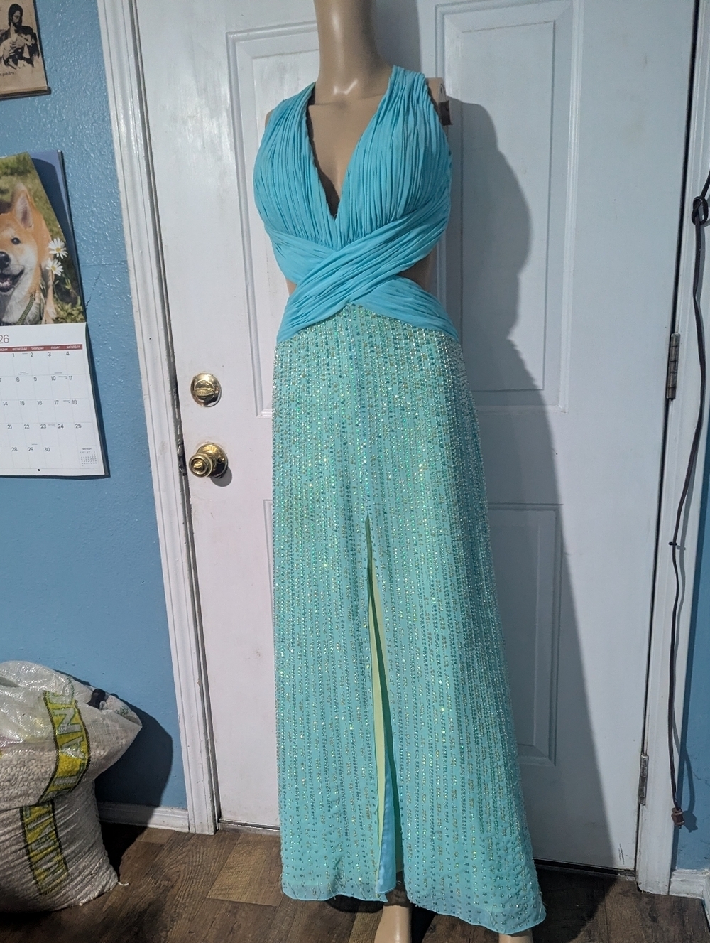 Aparis qua Sequined Wide-Leg Jumpsuit with Draped Bodice - Picture 2 of 7